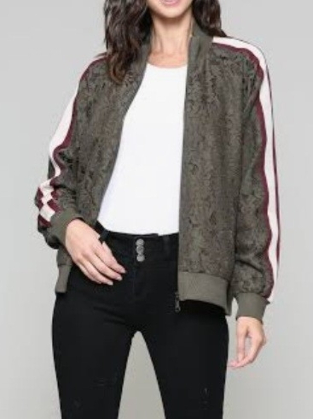 Whitlee Lace Bomber Jacket by JOH Apparel
